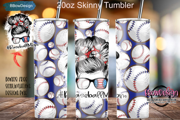 Baseball Mom 20oz Skinny Tumbler PNG Graphics