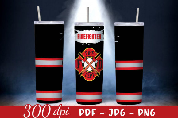 Firefighter Tumbler Sublimation Design: Graphics for Crafts