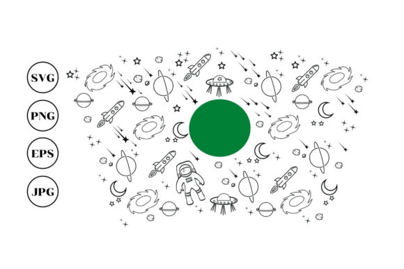 Galaxy Astronaut & Rockets Graphics: Full-Wrap Illustrations