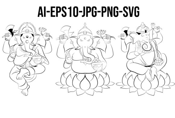 Ganesha Line Drawing Set: Graphics & Illustrations for Sellers