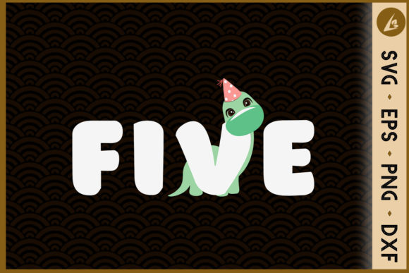 Kids 5 Years Old Birthday Boy Dinosaur Graphics for Crafts