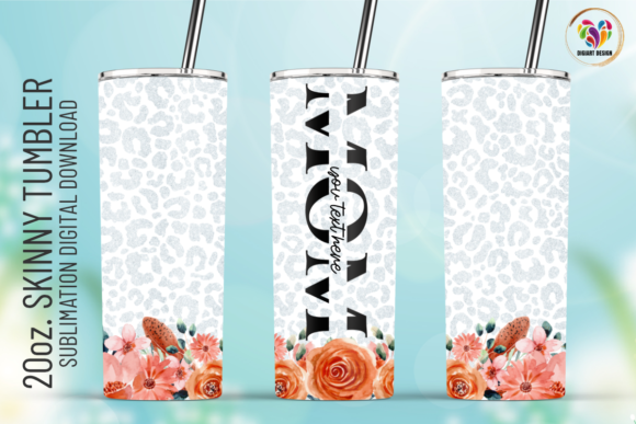 Mom Boho Floral Leopard Tumbler Wrap Graphic Print Template