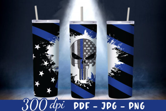 Police Skinny Tumbler Wrap Sublimation Graphics