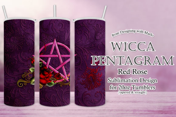 Red Rose Pentagram Tumbler Design: Graphics & Print Templates