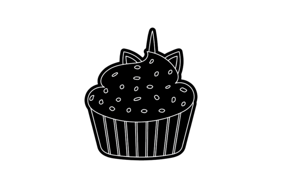 Unicorn Cup Cake Icon Black Style: Graphics & Icons for Whimsical Branding