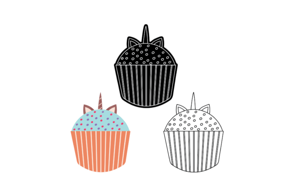 Unicorn Cup Cake Icon Graphic Bundling: Playful Icons & Graphics
