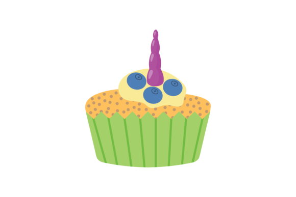 Unicorn Cup Cake Icon Outline Style Graphics & Icons